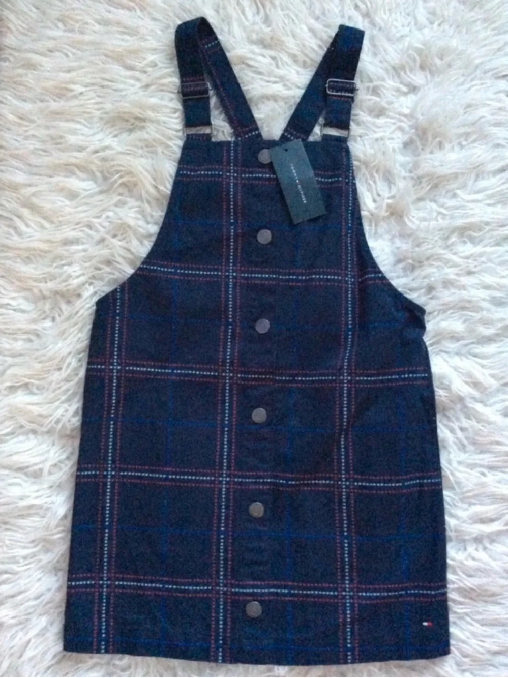 NWT Tommy Hilfiger Girl’s Plaid Twill Overall Dress